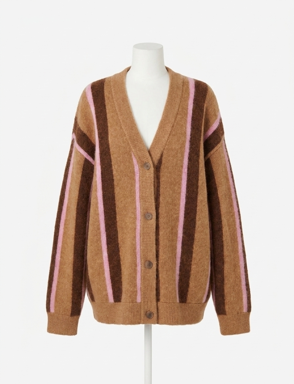 NEW STINE GOYA long sleeve cardigan in cocoa stripe